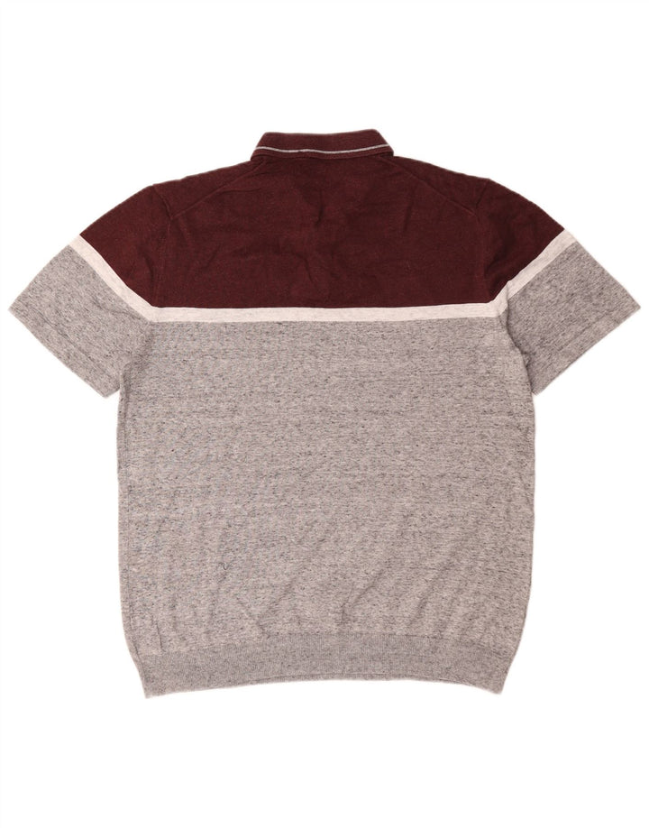 Marks & Spencer Herre Polo Neck trøje Sweater Large Grå Colourblock