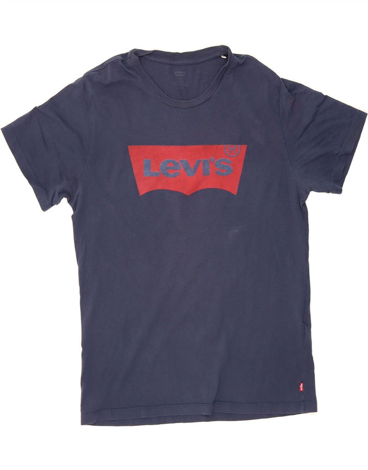 LEVI'S Mens Graphic T-Shirt Top Small Navy Blue Cotton Vintage Levi's and Second-Hand Levi's from Messina Hembry 