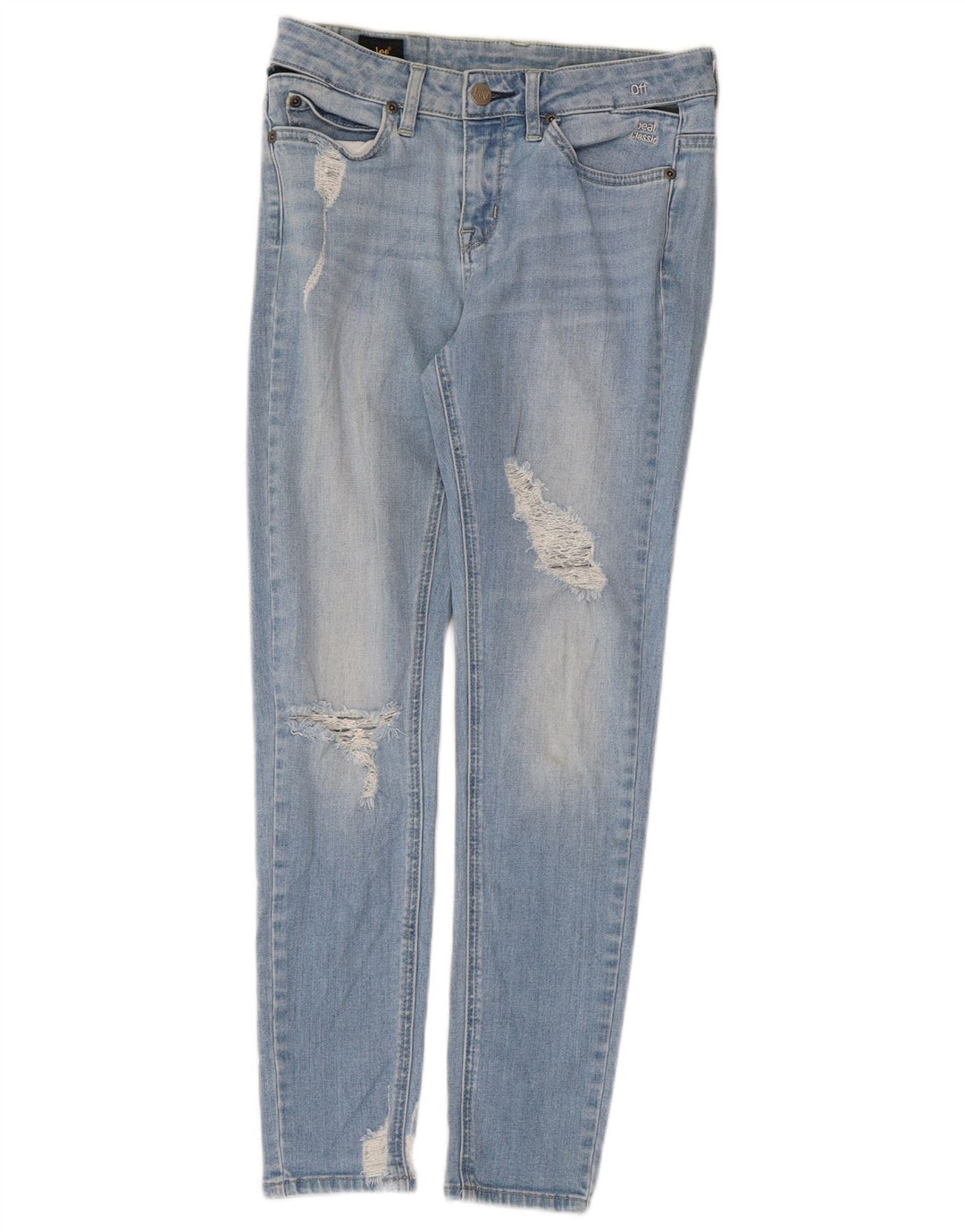 LEE Kvinder Distressed Super Skinny Jeans W26 L27 Blå Bomuld