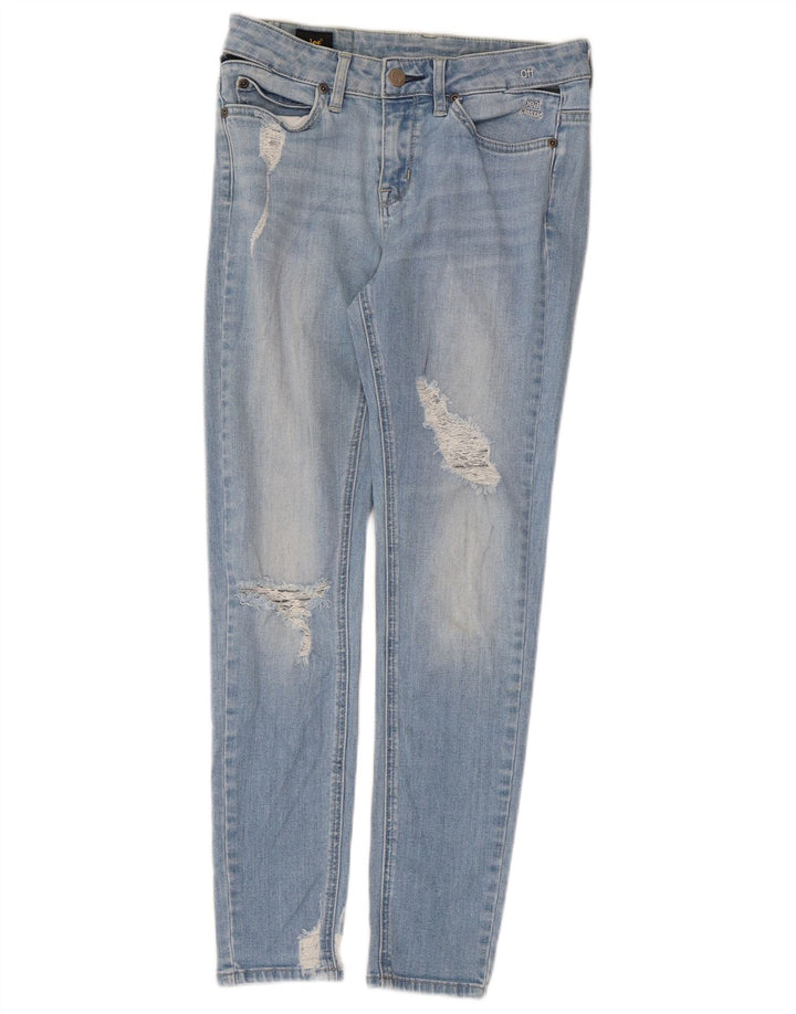 LEE Kvinder Distressed Super Skinny Jeans W26 L27 Blå Bomuld