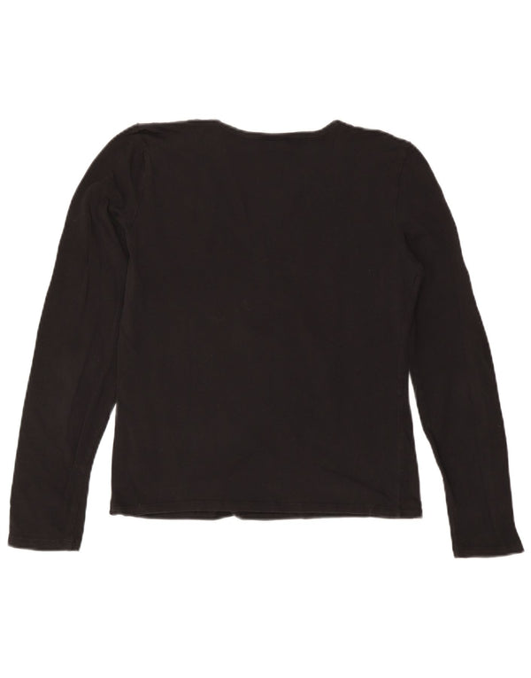 TRUSSARDI JEANS Dame Crop Grafisk Top Langærmet UK 14 Large Black