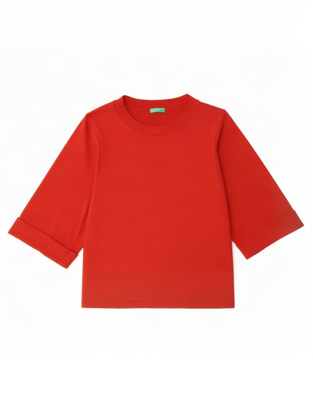 Benetton Dame Top 3/4 ærmer UK 14 Medium Rød