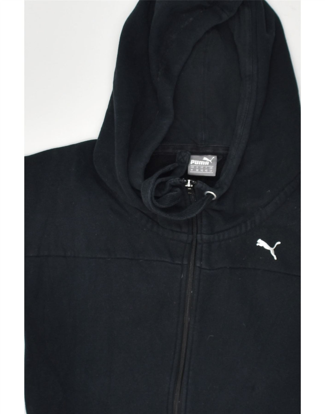 PUMA Womens Zip Hoodie Sweater UK 12 Medium Black Cotton | Vintage Puma | Thrift | Second-Hand Puma | Used Clothing | Messina Hembry 