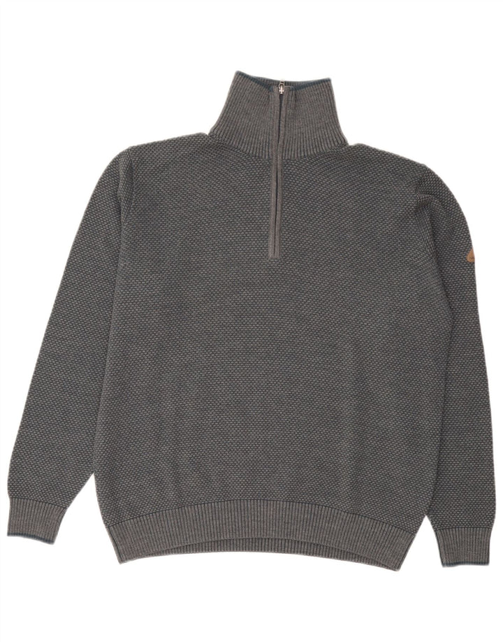 Navigare Herre Zip Neck trøje Sweater Large Grå Uld
