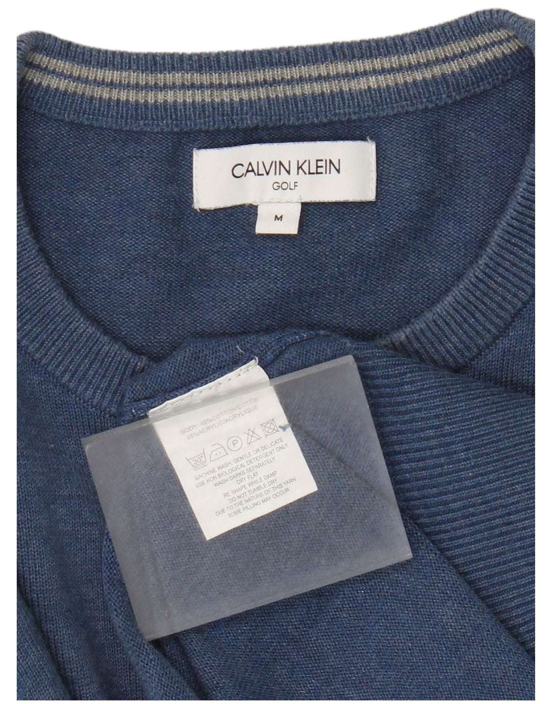 Calvin Klein Herre Crew Neck Jumper Sweater Medium Blue Bomuld