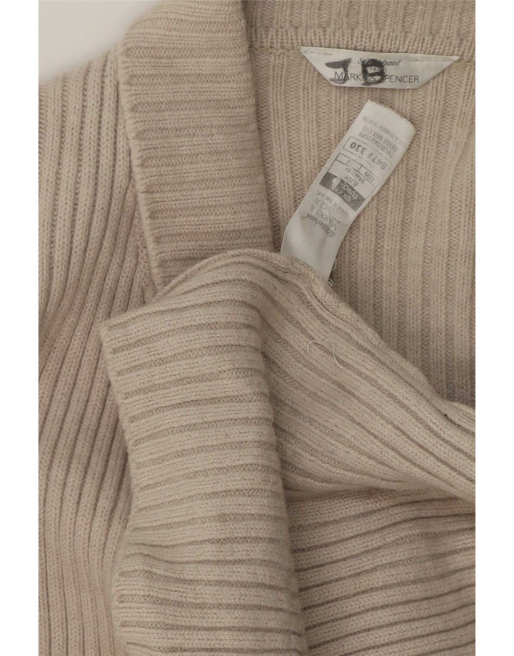 Marks & Spencer Dame Cardigan Sweater UK 10 Small Beige Uld