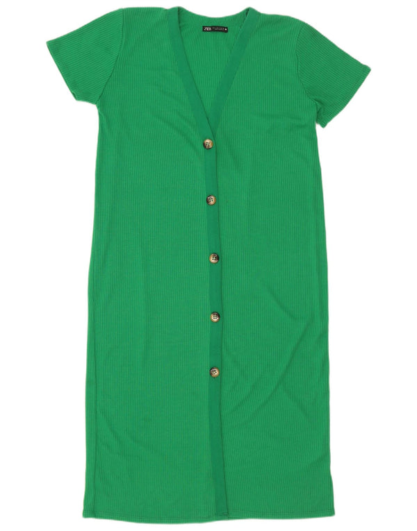 Zara Womens Sheath Dress UK 16 Large Green Polyester
