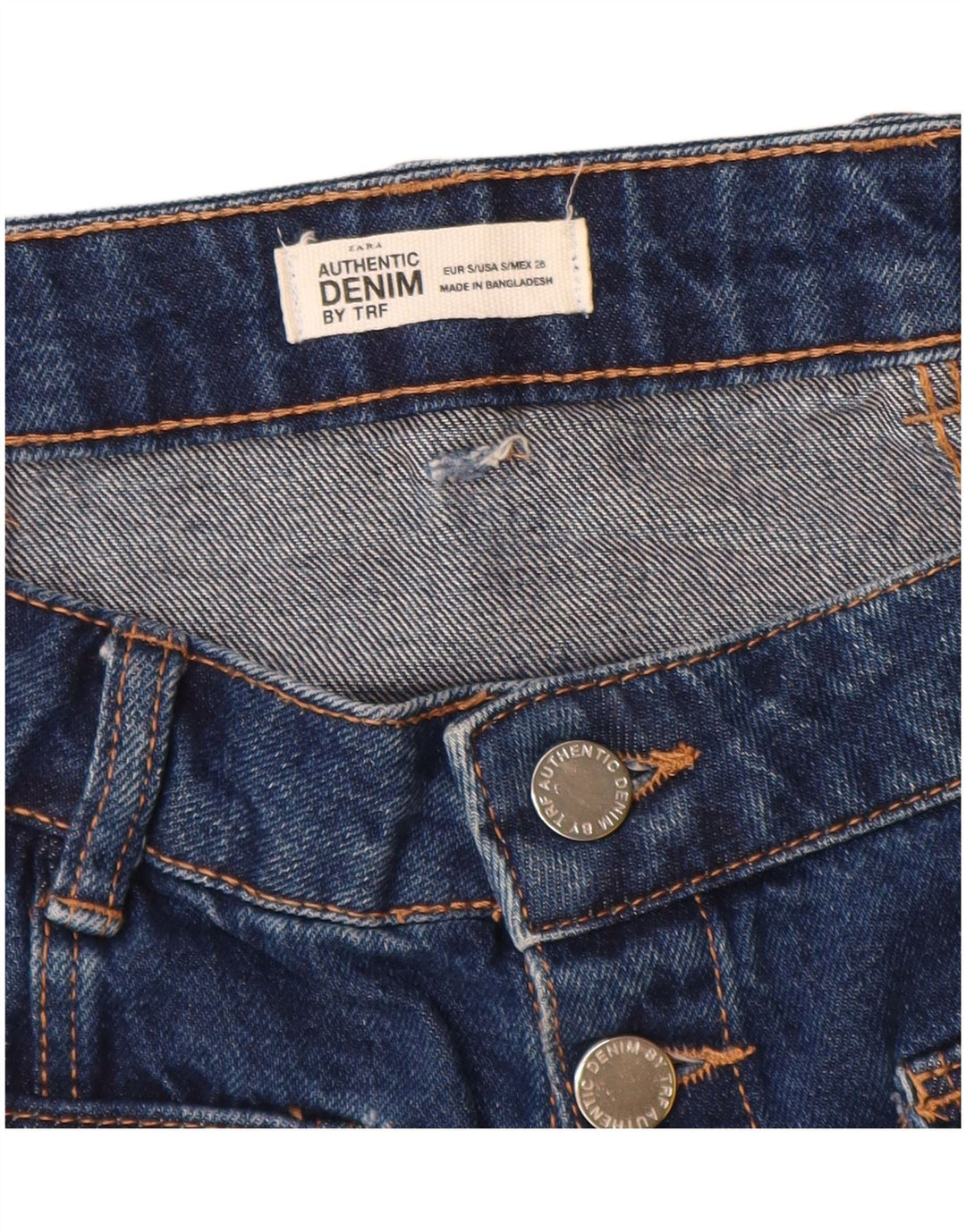 Zara Dame Mini Denim Nederdel Lille W26 Blå Bomuld