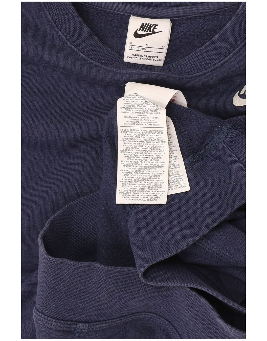 NIKE Boys Swoosh Grafisk Sweatshirt Jumper 10-11 år Medium Navyblå