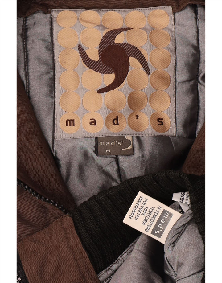 Vintage herre hættebombejakke UK 38 Medium Brown Colourblock Polyester