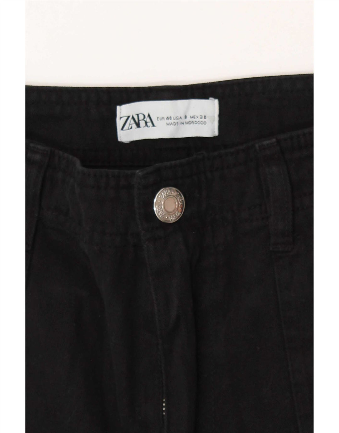 Zara Dame Straight Cargo Bukser EU 40 Medium W30 L30 Sort