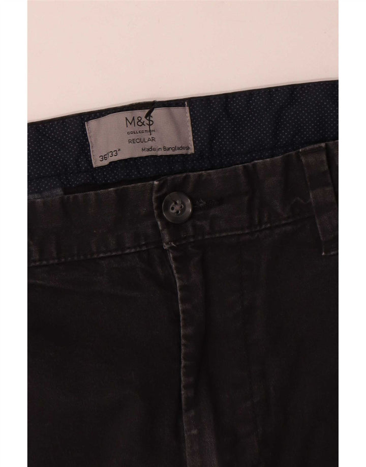 Marks & Spencer Herre Regular Fit Chinobukser W36 L30 Sort bomuld