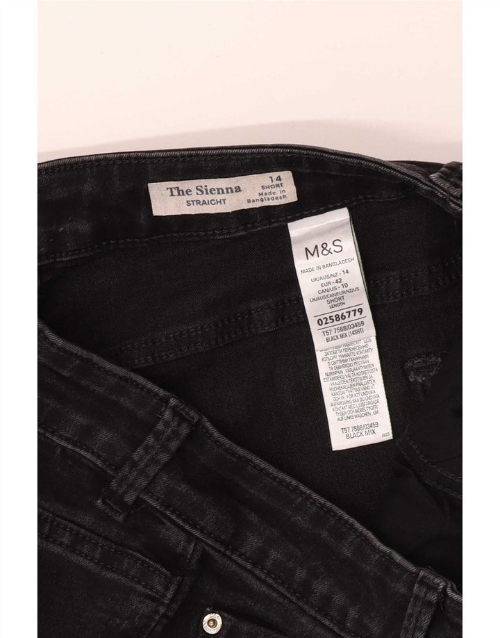Marks & Spencer Womens The Sienna Straight Jeans UK 14 Medium W30 L26 Black