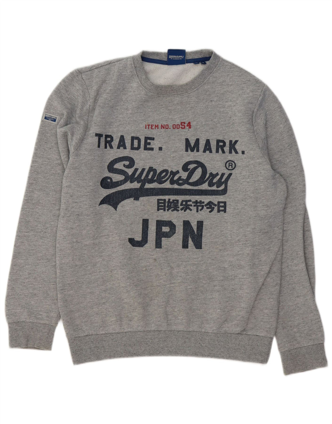 SUPERDRY grafisk sweatshirt til mænd, stor grå flækket bomuld