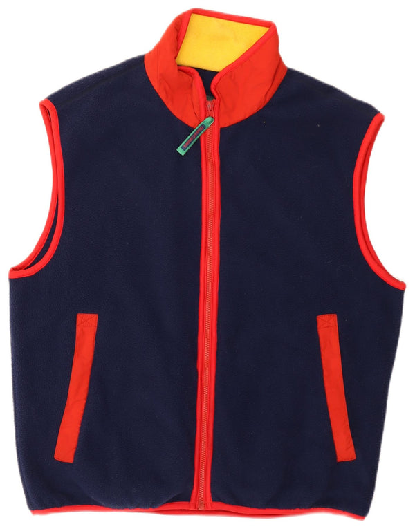 Henry Cottons Herre Fleece Gilet UK 40 Large Navy Blue Colourblock Polyester