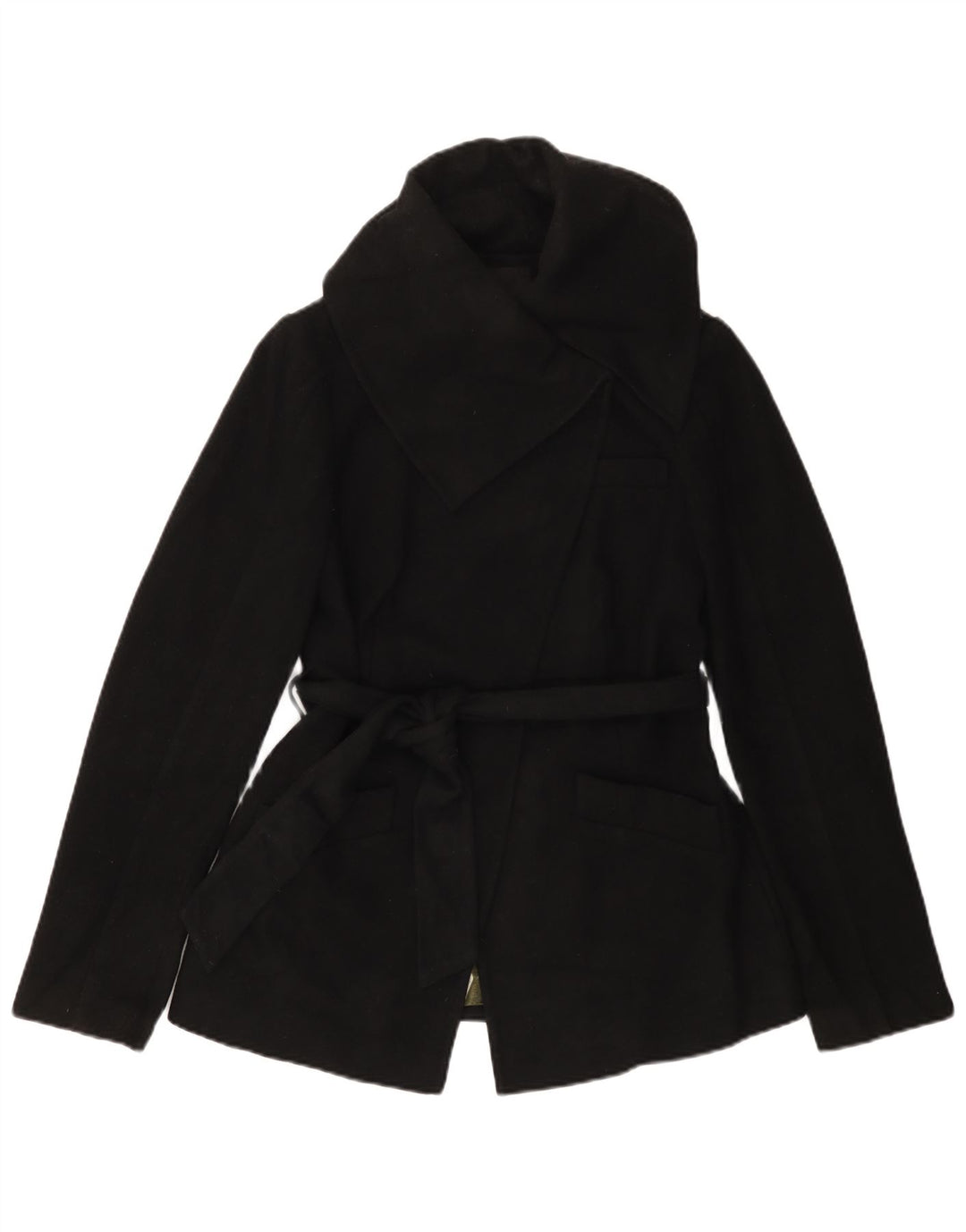 TED BAKER Trenchcoat til kvinder størrelse 2 Lille sort uld