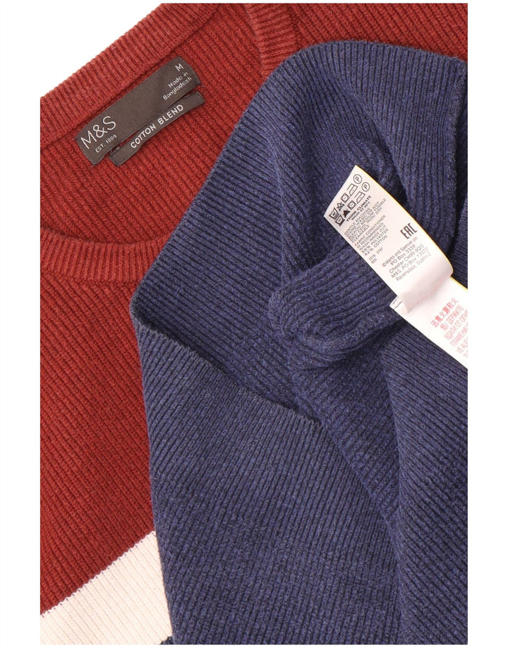 Marks & Spencer Herre Crew Neck Trøje Medium Navy Blå Colourblock