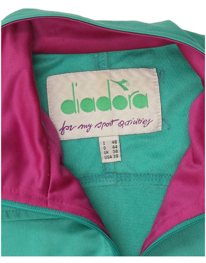 Diadora Herre grafisk træningsdragt topjakke UK 38 Medium Green Colourblock