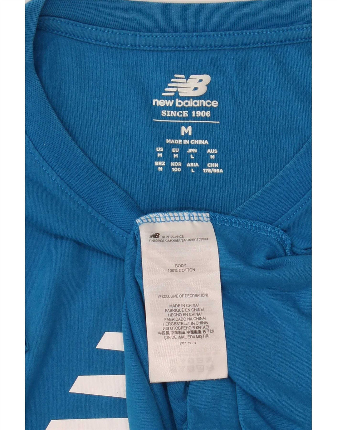 New Balance Herre grafisk T-shirt Top Medium Blue Bomuld
