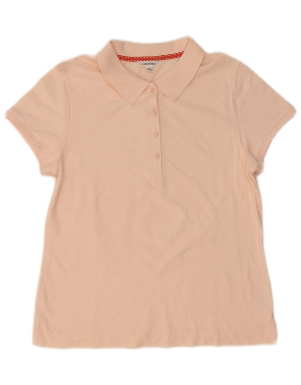 Calvin Klein Dame Polo Shirt UK 14 Large Pink Bomuld