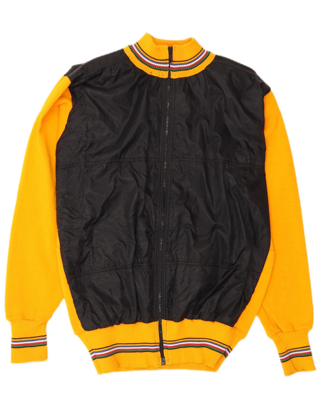 Vintage Strik Bomber Jacket UK 38 Medium Gul Colourblock Uld