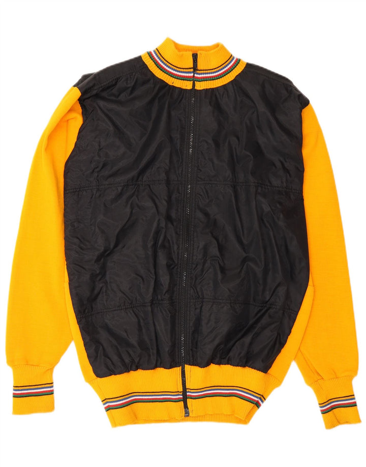 Vintage Strik Bomber Jacket UK 38 Medium Gul Colourblock Uld