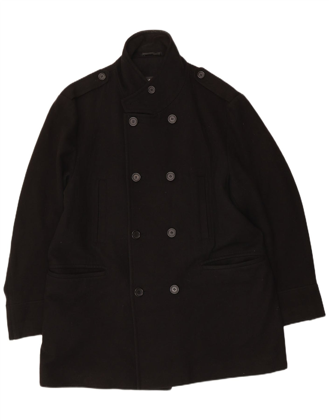 Marks & Spencer Herre Dobbeltradet Frakke UK 42 XL Sort Uld