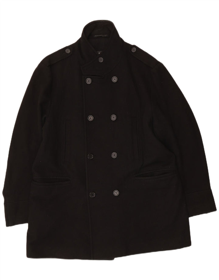 Marks & Spencer Herre Dobbeltradet Frakke UK 42 XL Sort Uld