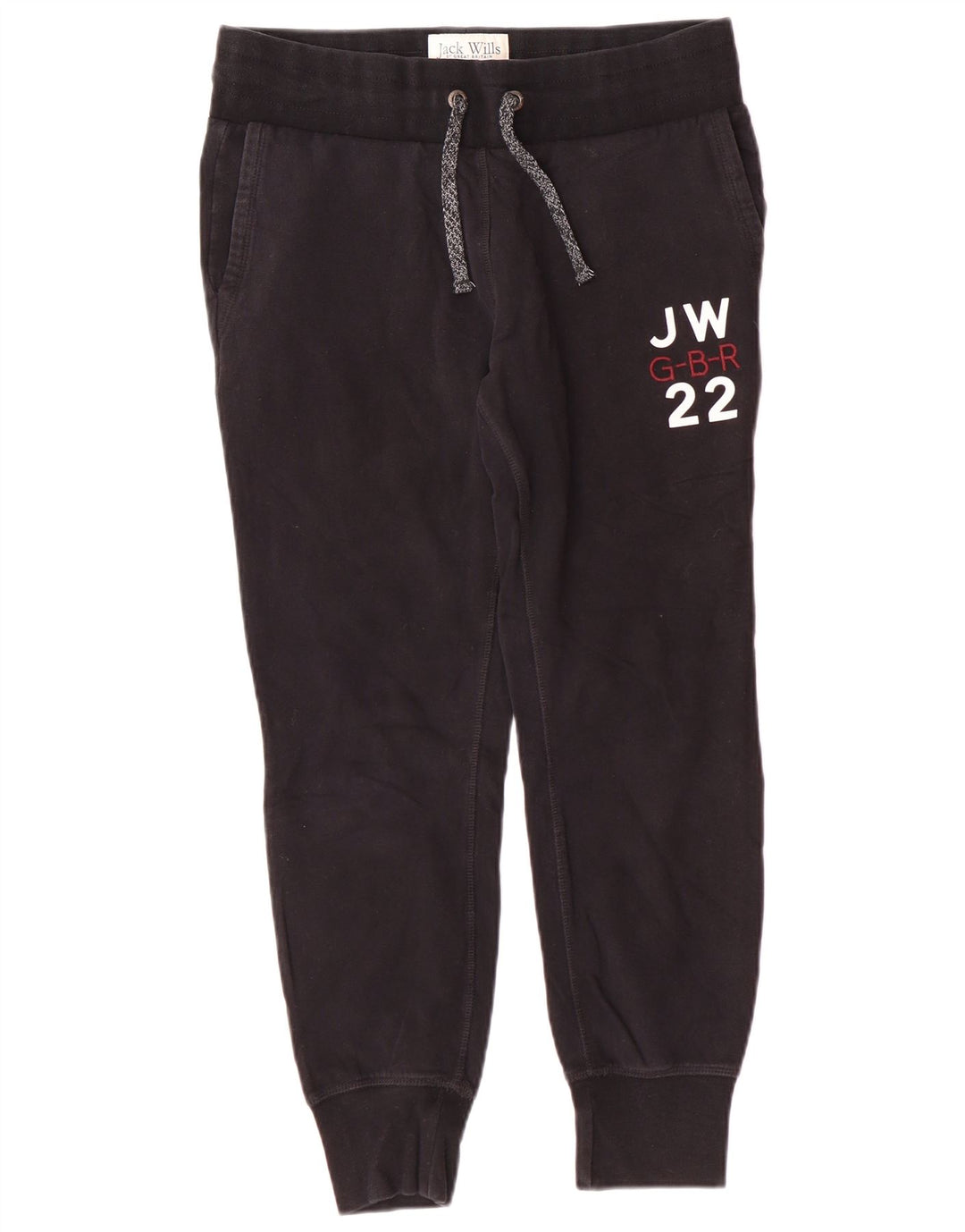 JACK WILLS Grafisk træningsdragt til kvinder Joggers UK 12 Medium Black