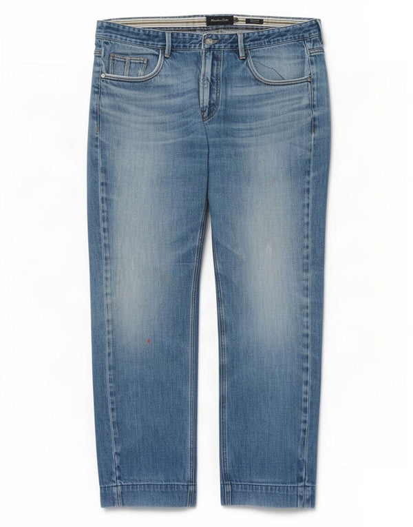 Massimo Dutti Dame Casual Fit Straight Jeans EU 44 Large W34 L28 Blå