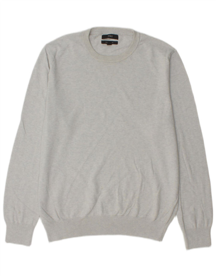 Marks & Spencer Herre sweater med rund hals, stor grå bomuld