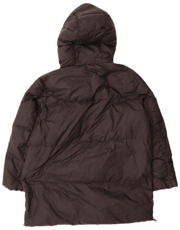 Zara Dame Hætte Oversized Polstret Frakke UK 10 Lille sort polyamid
