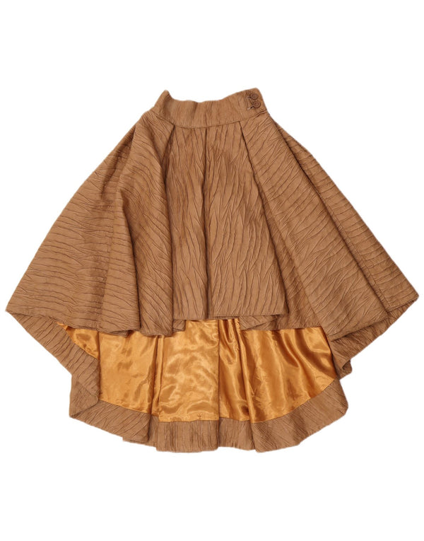 Vintage kvinders asymmetrisk flared nederdel W24 XS Brown Bohemian