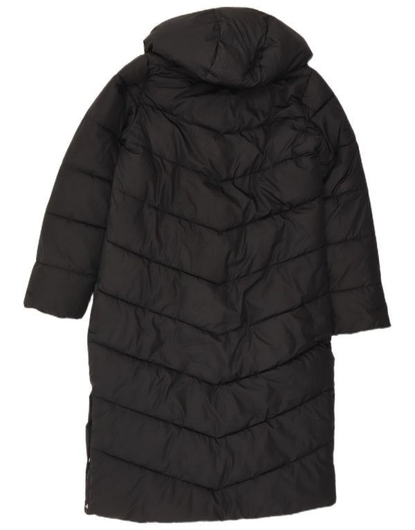 Hollister Polstret frakke med hætte til kvinder UK 14 Medium Black Colourblock