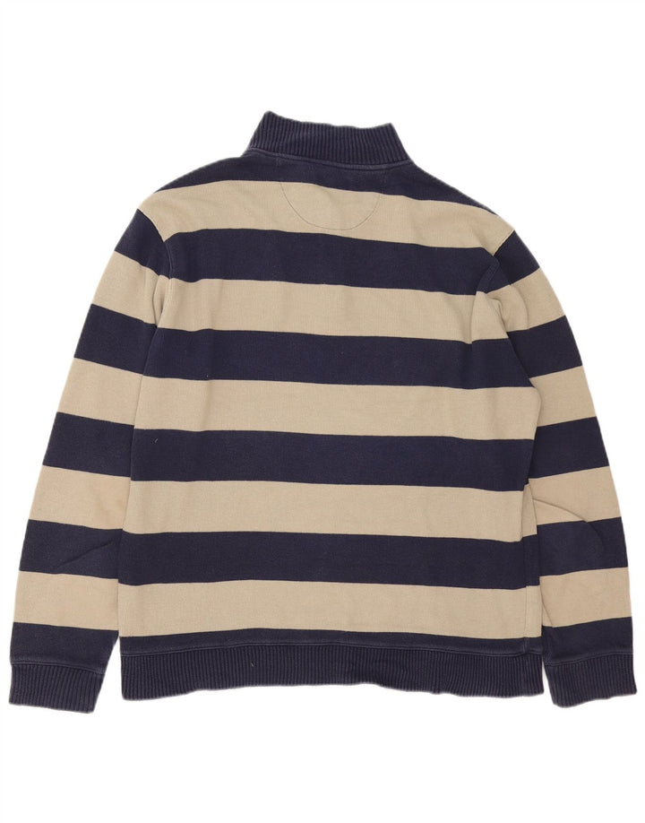 Marks & Spencer Herre sweater med lynlåshals Stor marineblå stribet bomuld
