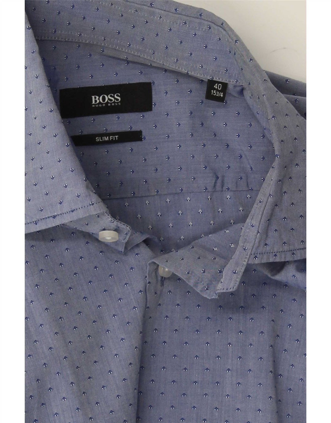 Hugo Boss Herre Slim Fit Skjorte Størrelse 15 3/4 40 Medium Blue Spotted