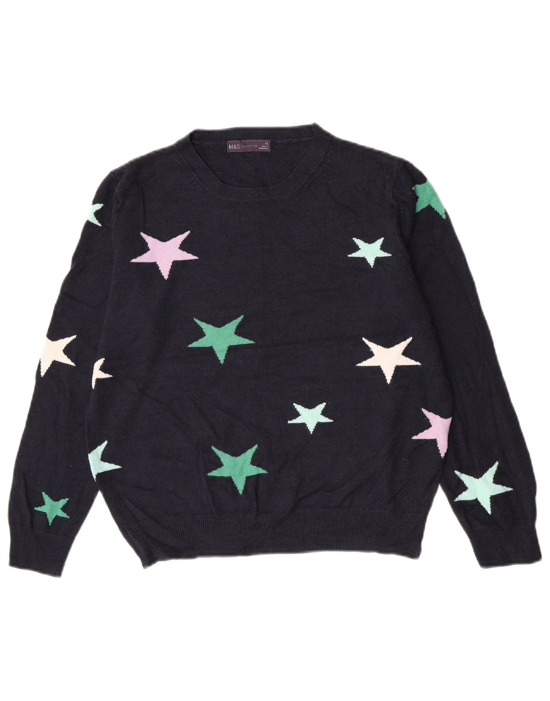 Marks & Spencer Dame sweater med rund hals DK 12 Medium Navy Blue