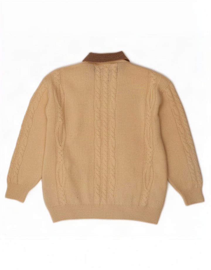 Cacharel Herre Polo Neck Jumper Sweater IT 52 Stor Beige Uld