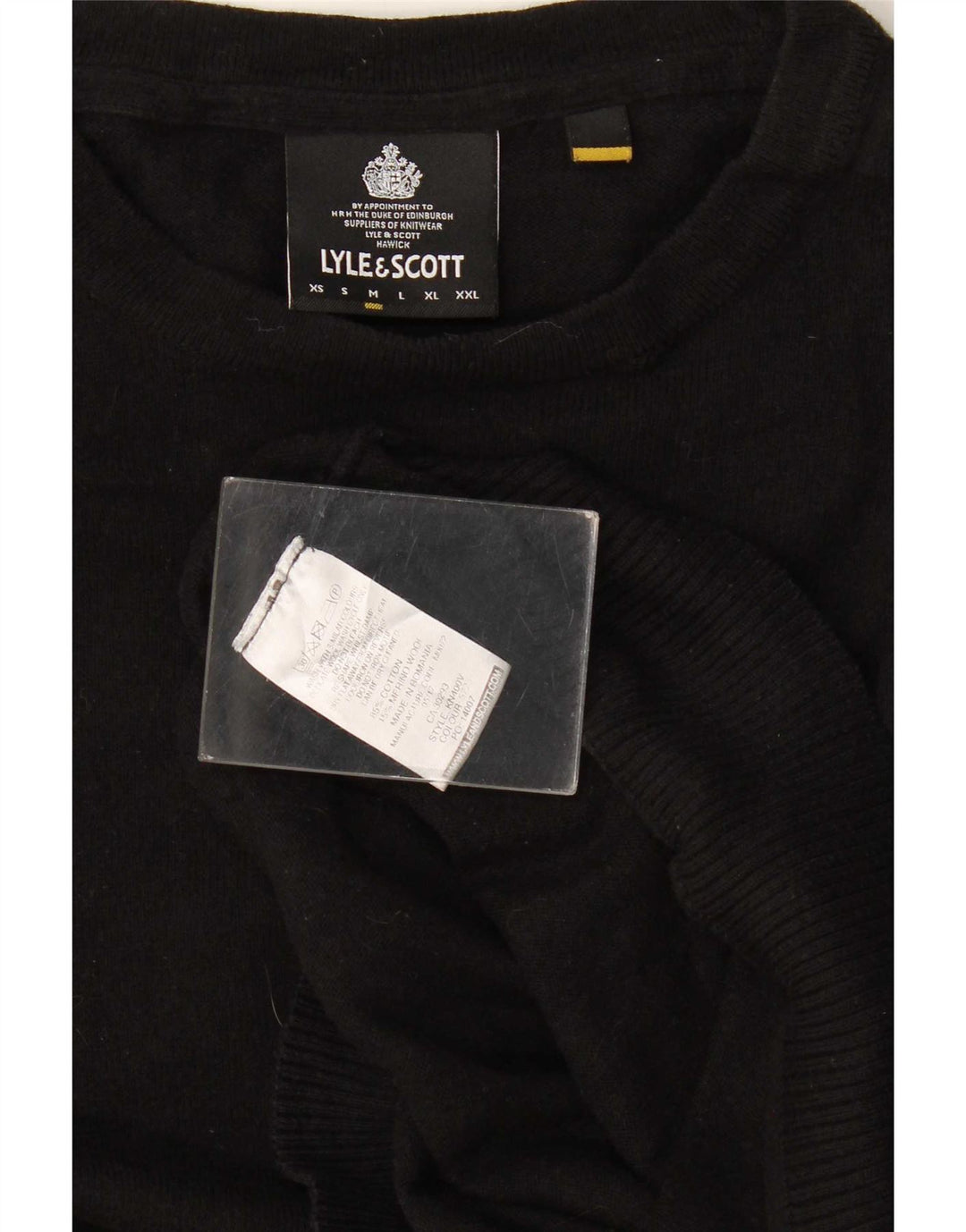 Lyle & Scott Herre sweater med rund hals, medium sort bomuld
