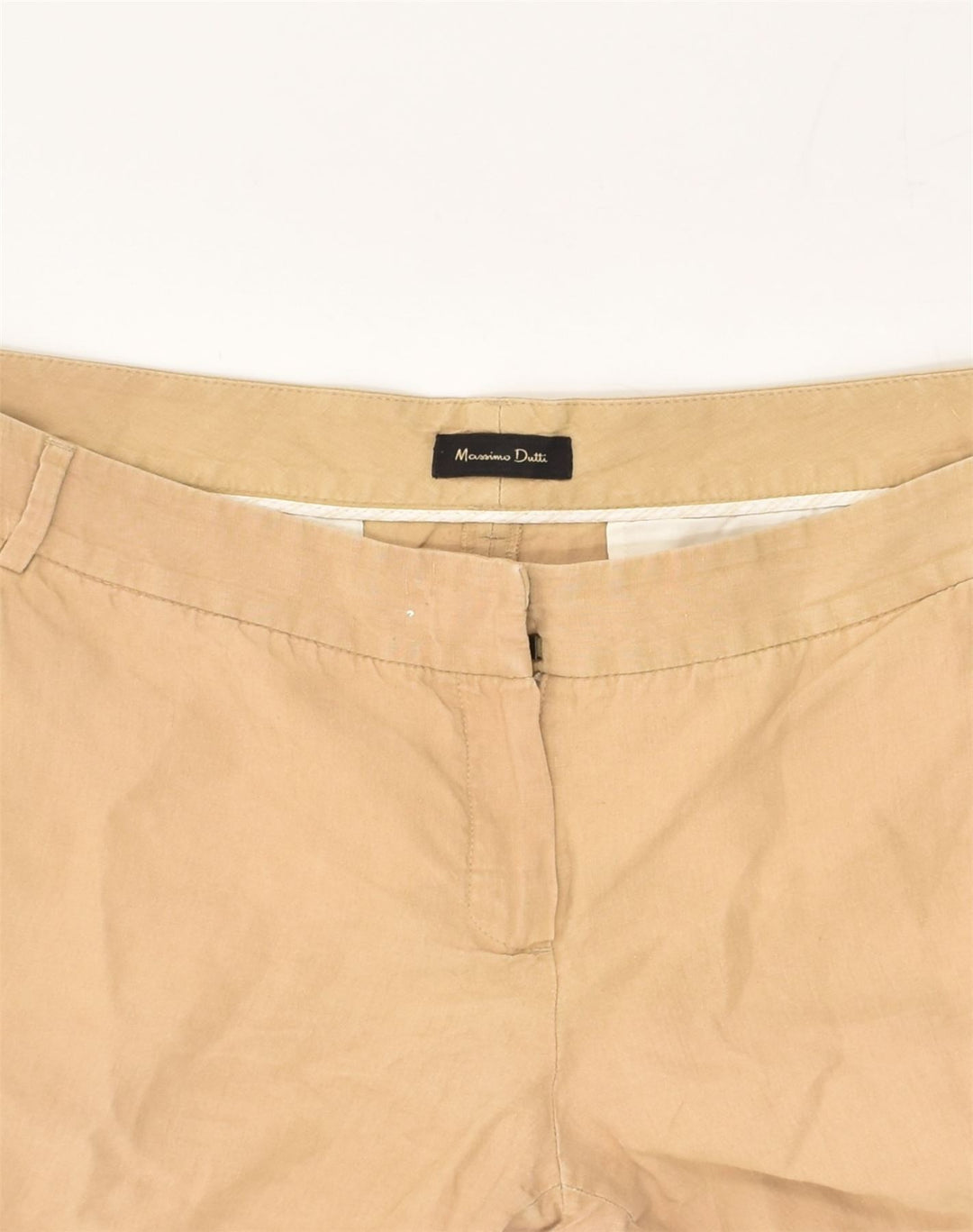 MASSIMO DUTTI Womens Tapered Chino Trousers W34 L25 Beige Linen | Vintage Massimo Dutti | Thrift | Second-Hand Massimo Dutti | Used Clothing | Messina Hembry 