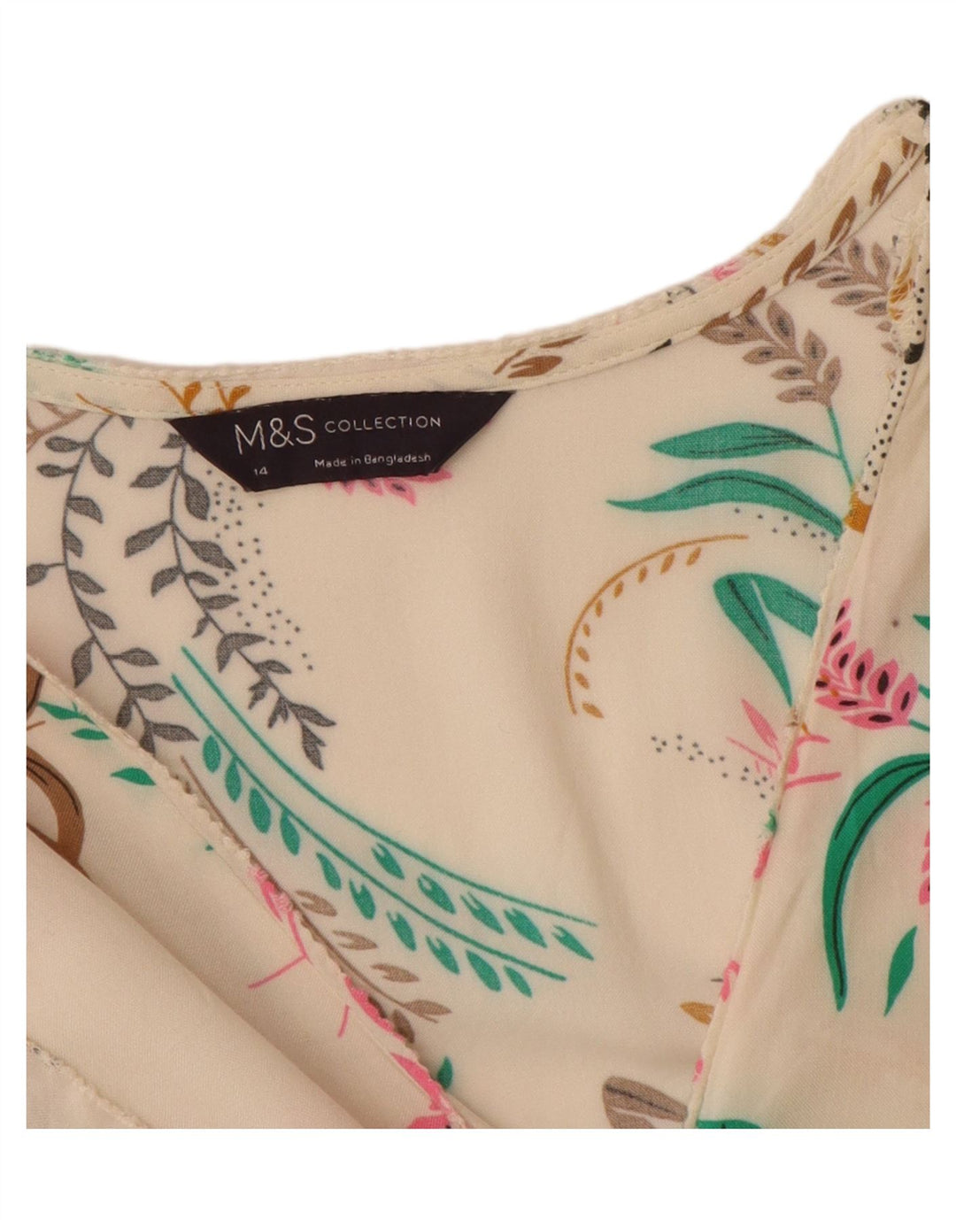 Marks & Spencer Damebluse Top UK 14 Large Off White Floral