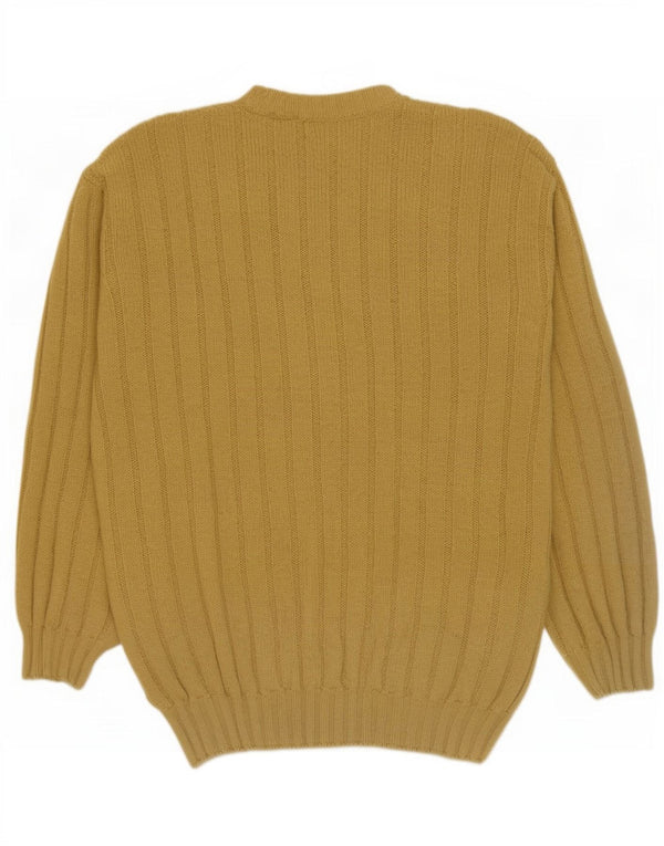 James Dillon Herre V-hals sweater Stor Gul Ny Uld