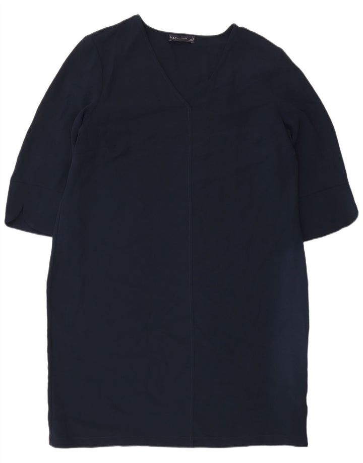 Marks & Spencer Dame 3/4-ærmet Shift Dress UK 16 Large Navy Blue