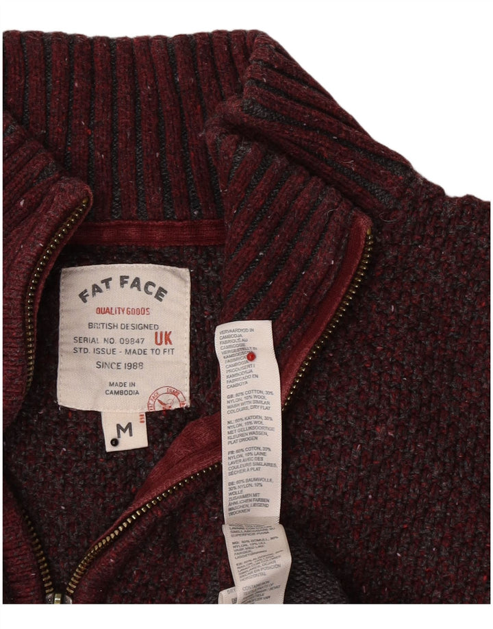 Fedt ansigt Herre lynlås-hals sweater Medium Bourgogne Flecked Bomuld