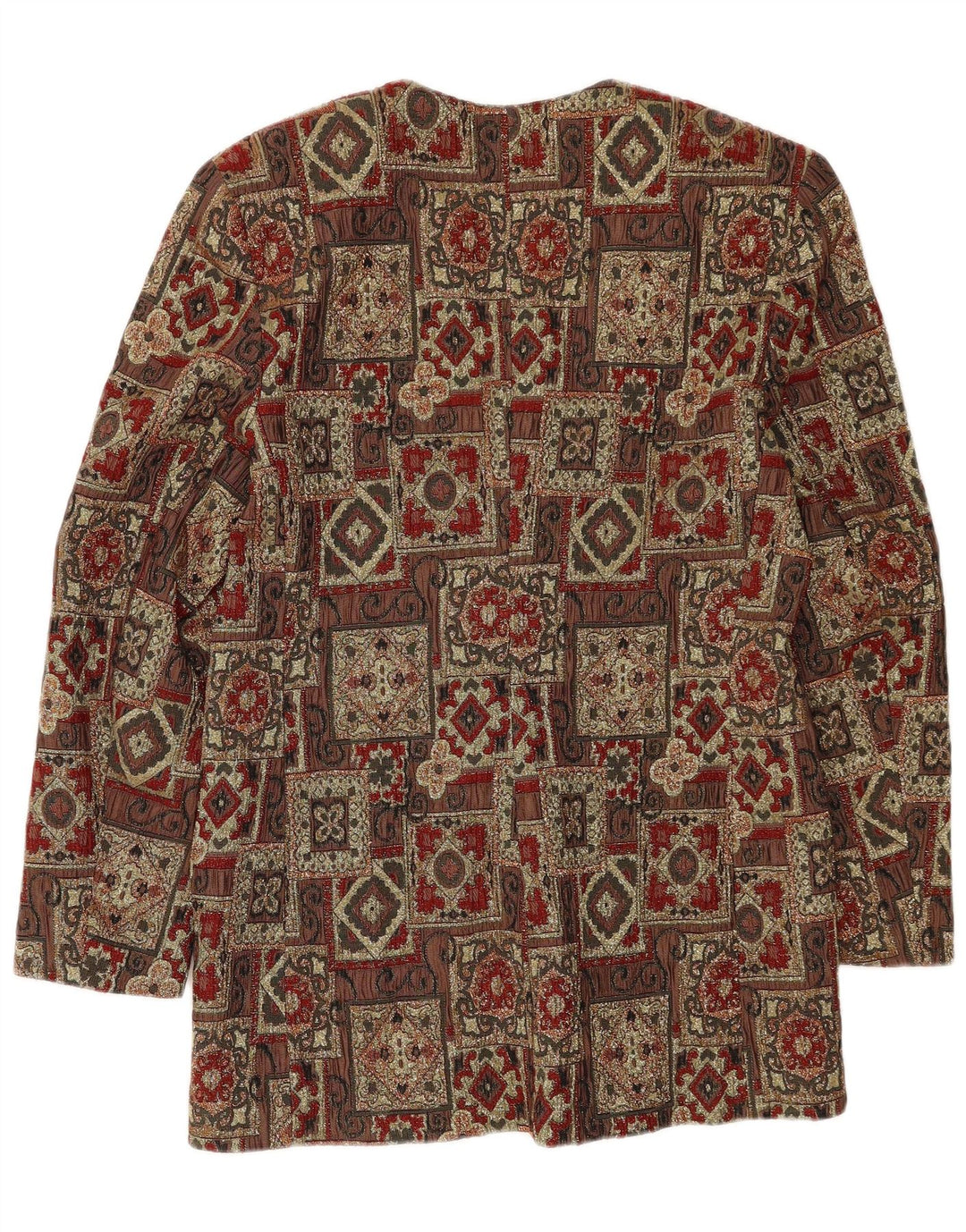 Vintage dame 3-knaps blazerjakke IT 46 Stor brun patchworkacetat