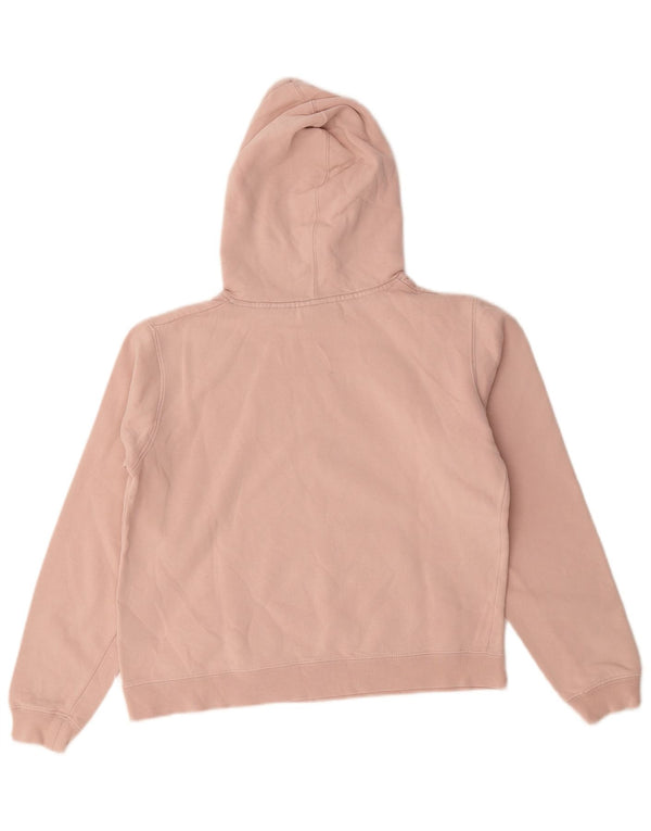 Fila Womens Crop Graphic Hoodie Jumper UK 14 Medium Pink Bomuld