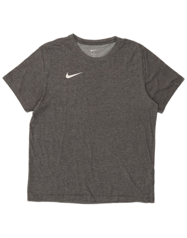 NIKE Mens Dri Fit Graphic T-Shirt Top Large Grey Cotton