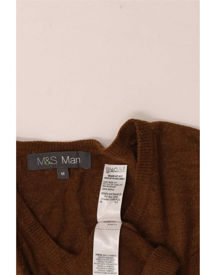 Marks & Spencer Herre V-hals sweater Medium Brun Akryl