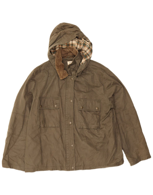 Fat Face Dame Hætte Oversized Vokset Bomuldsjakke UK 16 Stor Khaki