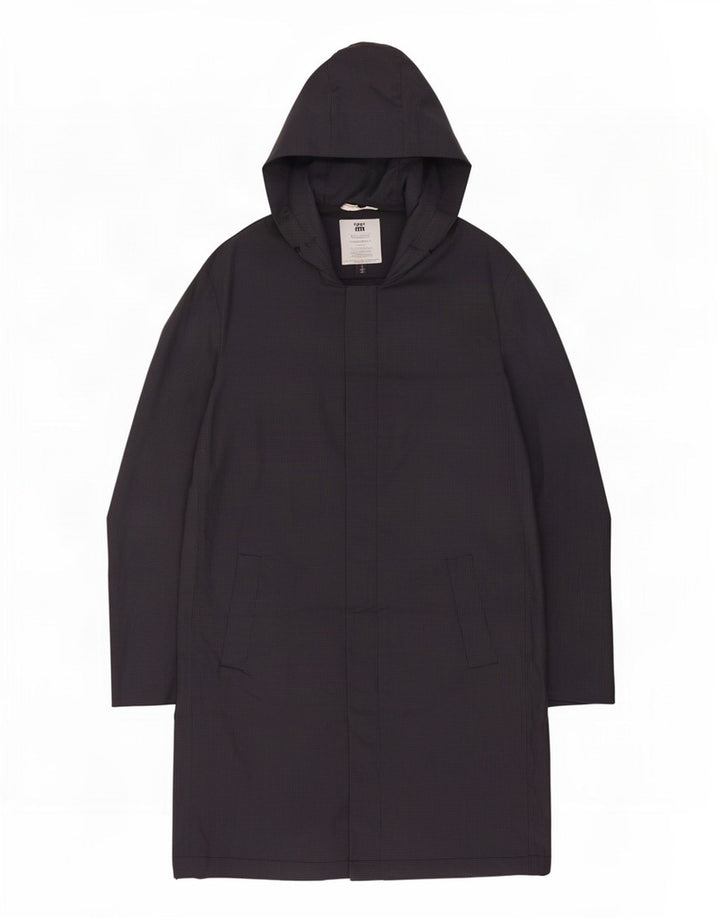 Zara Herre Hooded Overcoat UK 40 Large Black Houndstooth Polyester